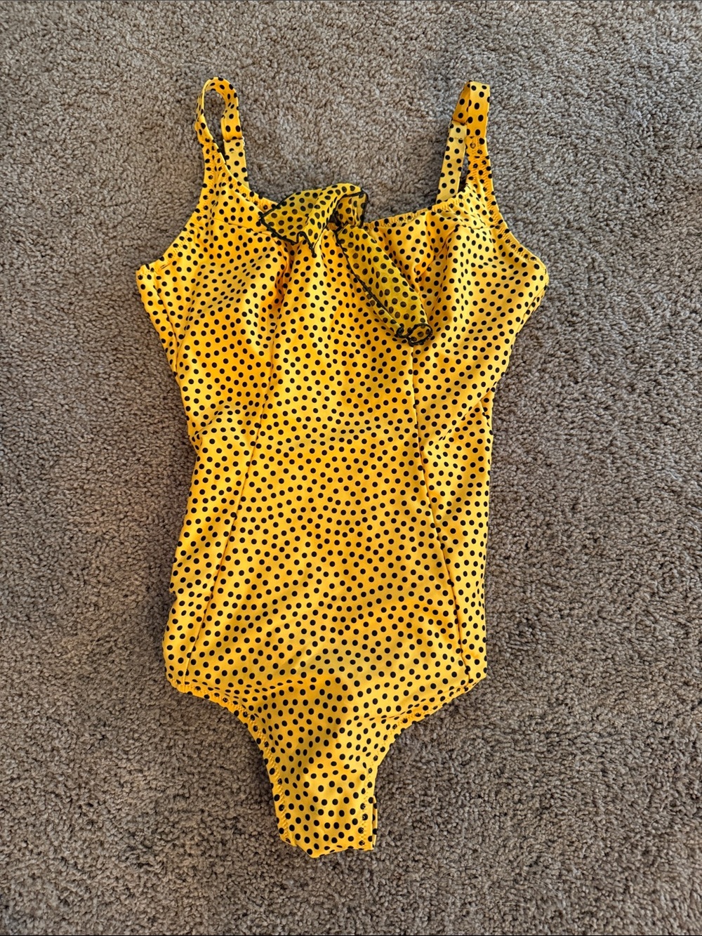 Yellow Polka Dot One-Piece Swimsuit - Classic Scoop Neck